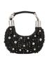 Chloé Embellished Handheld Bag, £180, Handbags, Black, Satin, Back view